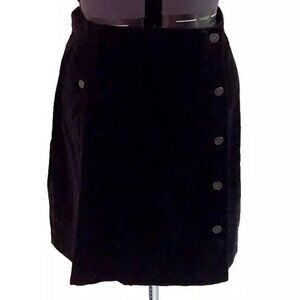 Liz Claiborne Lizwear Black Cotton Velveteen Skirt Button up Size 12